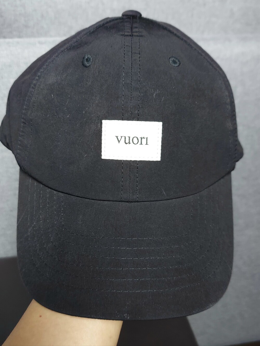 Vuori Patch Logo Black Baseball Hat Snapback Enclosure